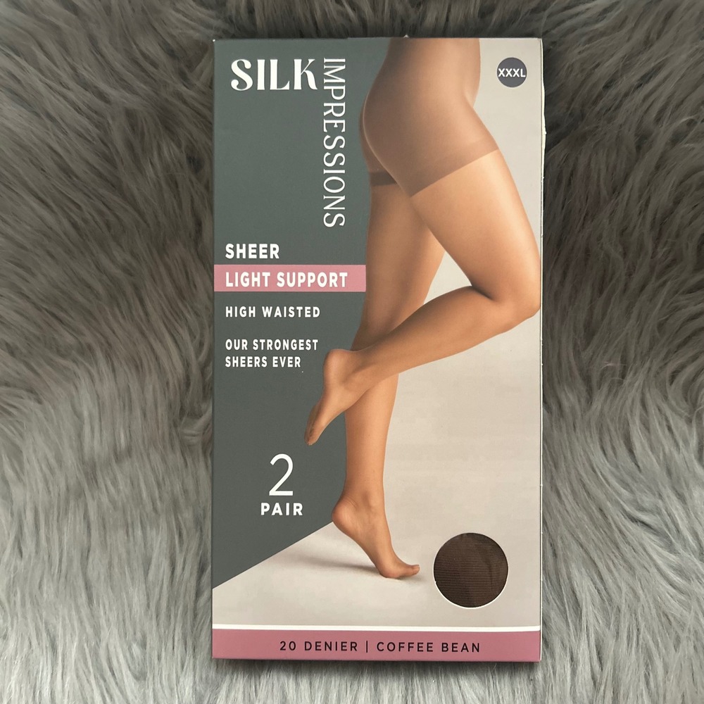 Silk Impressions Light Support Sheer Tights Womens XXXL Coffee Bean High Waisted